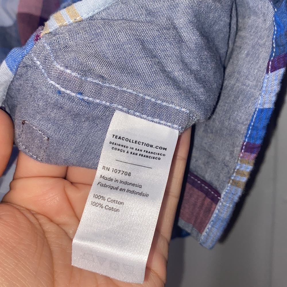 Tea Collection Boy’s Long Sleeve Plaid Button Up Size 10 - Picture 6 of 7